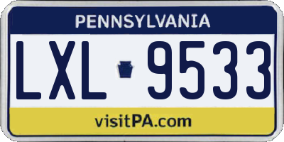 PA license plate LXL9533