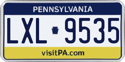 PA license plate LXL9535