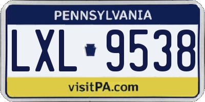 PA license plate LXL9538