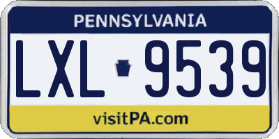 PA license plate LXL9539