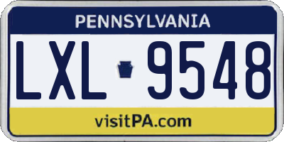 PA license plate LXL9548
