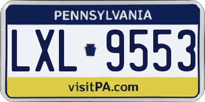 PA license plate LXL9553