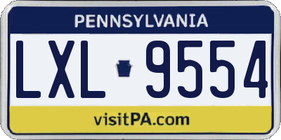PA license plate LXL9554