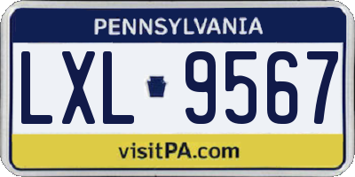 PA license plate LXL9567