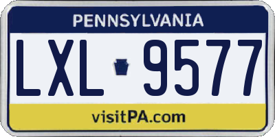 PA license plate LXL9577