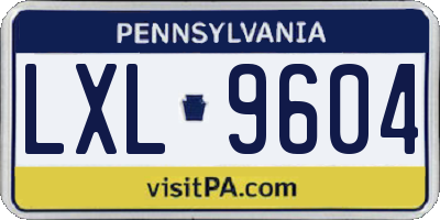 PA license plate LXL9604