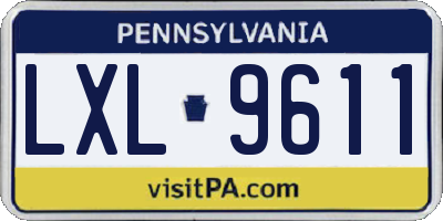 PA license plate LXL9611