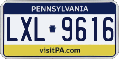 PA license plate LXL9616