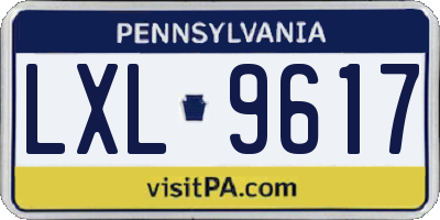 PA license plate LXL9617