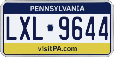 PA license plate LXL9644