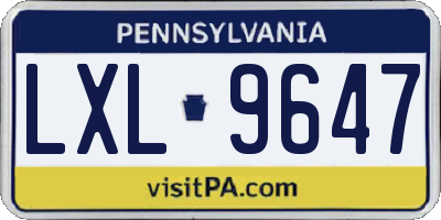 PA license plate LXL9647