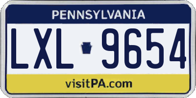 PA license plate LXL9654
