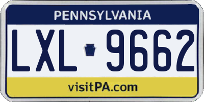 PA license plate LXL9662