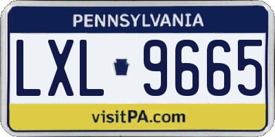 PA license plate LXL9665