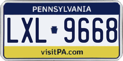 PA license plate LXL9668