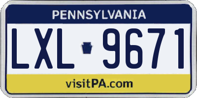 PA license plate LXL9671