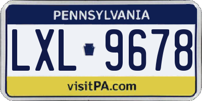 PA license plate LXL9678