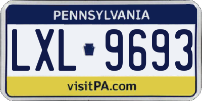 PA license plate LXL9693