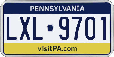 PA license plate LXL9701