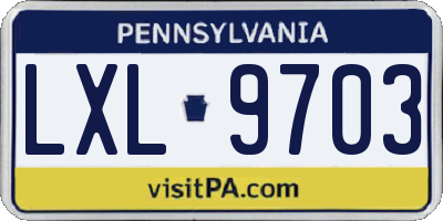 PA license plate LXL9703