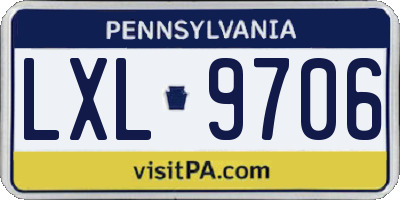 PA license plate LXL9706