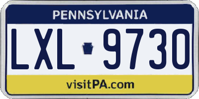 PA license plate LXL9730