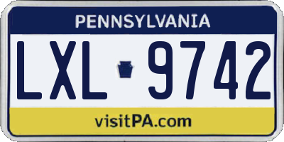 PA license plate LXL9742