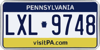 PA license plate LXL9748