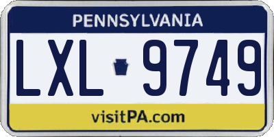 PA license plate LXL9749