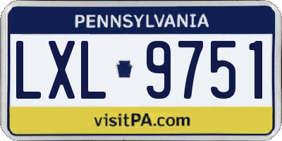 PA license plate LXL9751