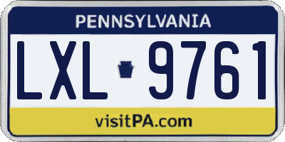 PA license plate LXL9761
