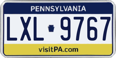 PA license plate LXL9767