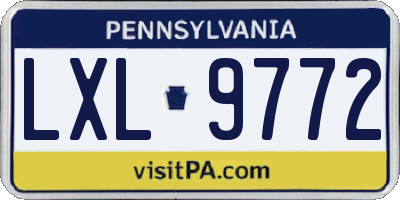 PA license plate LXL9772