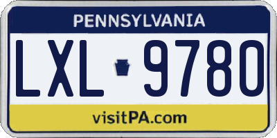 PA license plate LXL9780