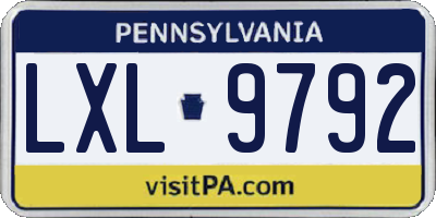 PA license plate LXL9792