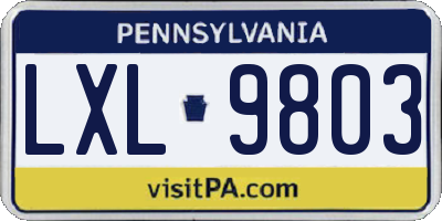 PA license plate LXL9803