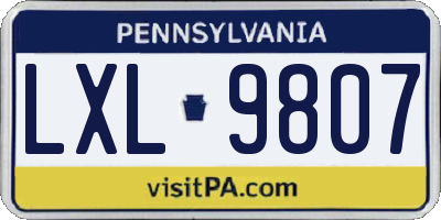 PA license plate LXL9807