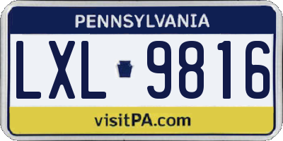 PA license plate LXL9816