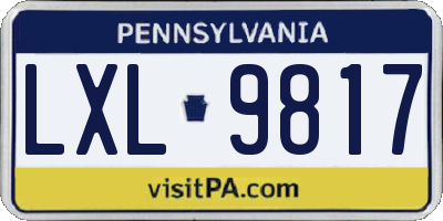 PA license plate LXL9817
