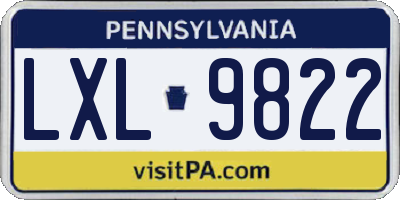 PA license plate LXL9822