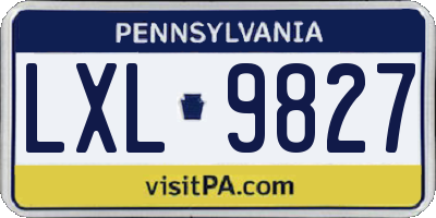 PA license plate LXL9827