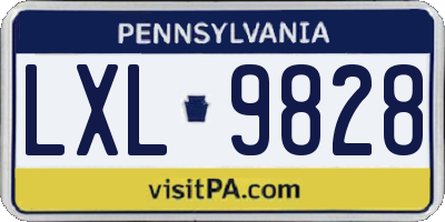 PA license plate LXL9828