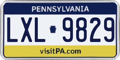 PA license plate LXL9829