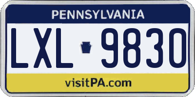 PA license plate LXL9830