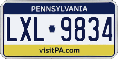 PA license plate LXL9834