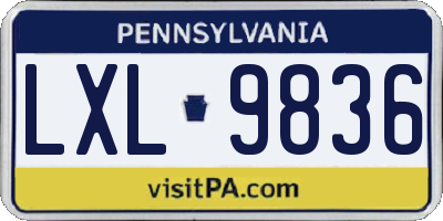 PA license plate LXL9836