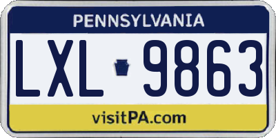 PA license plate LXL9863