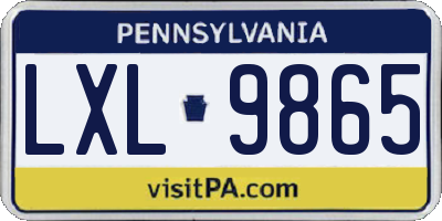 PA license plate LXL9865