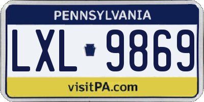 PA license plate LXL9869