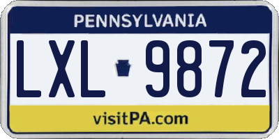 PA license plate LXL9872
